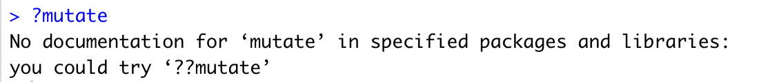 Error Message when Running ?mutate